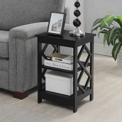 Sale Kirklands Home Wood Diamond 2-Tier Accent Table Black