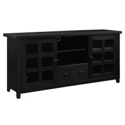 Kirklands Home Wood 2-Door Windowpane Media Cabinet Black