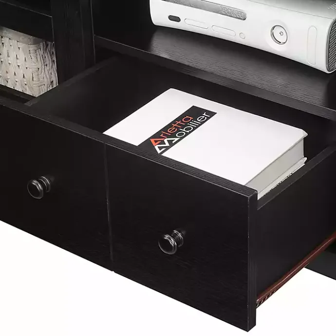 Kirklands Home Wood 2-Door Windowpane Media Cabinet Black