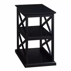 New Kirklands Home Wood Double X Sides Accent Table Black