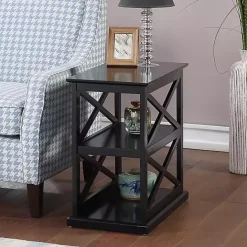 New Kirklands Home Wood Double X Sides Accent Table Black