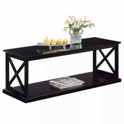 Kirklands Home Wood Double X Sides Coffee Table Black