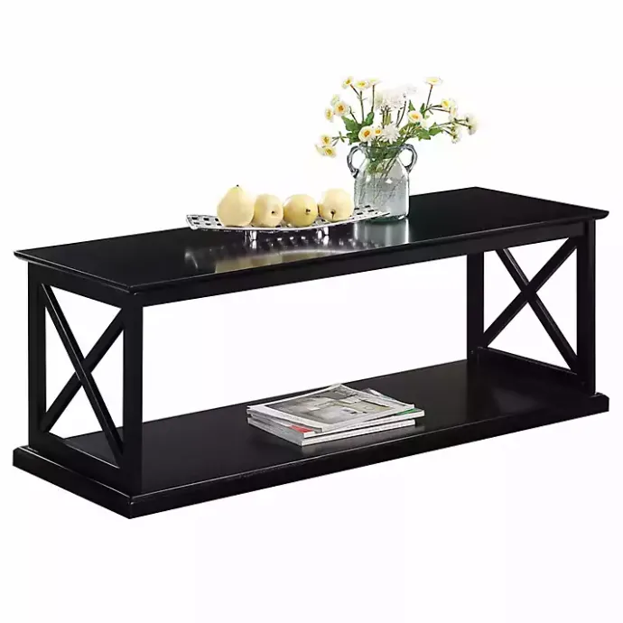 Kirklands Home Wood Double X Sides Coffee Table Black