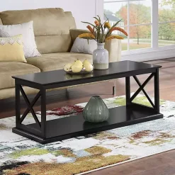 Kirklands Home Wood Double X Sides Coffee Table Black
