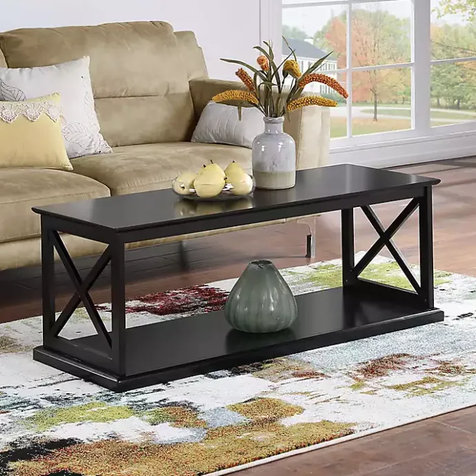 Kirklands Home Wood Double X Sides Coffee Table Black