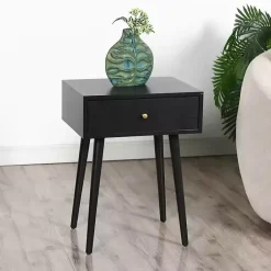 Best Kirklands Home Wood 1-Drawer Arthur Accent Table Black