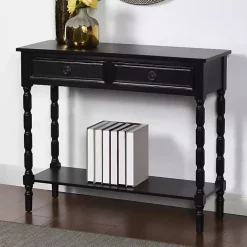 Best Kirklands Home Wood 2-Drawer Barrett Console Table Black