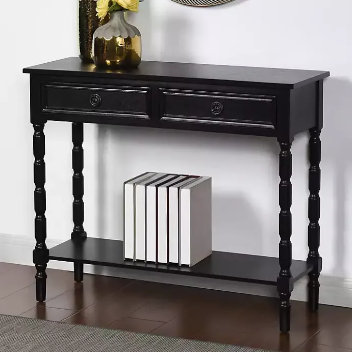 Best Kirklands Home Wood 2-Drawer Barrett Console Table Black