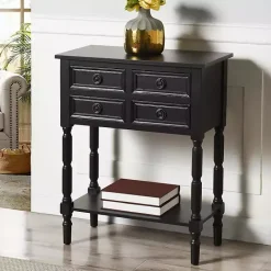 Best Kirklands Home Wood 4-Drawer Barrett Console Table Black