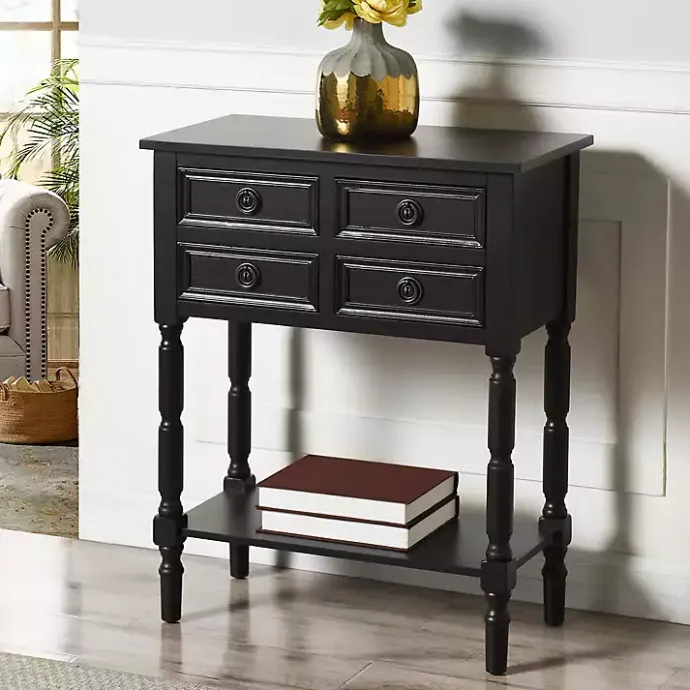 Best Kirklands Home Wood 4-Drawer Barrett Console Table Black