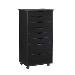Hot Kirklands Home Wood 8-Drawer Cary Storage Cart Black