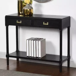 Clearance Kirklands Home Wood 2-Drawer Layla Console Table Black