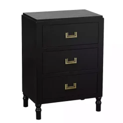 Sale Kirklands Home Wood 3-Drawer Layla Nightstand Black