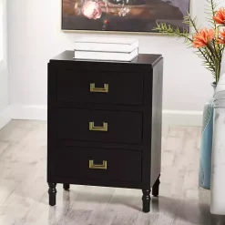 Sale Kirklands Home Wood 3-Drawer Layla Nightstand Black