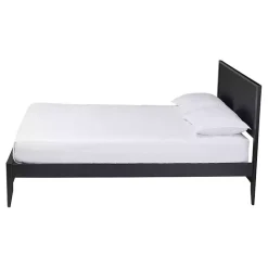 Kirklands Home Wood Fluted Headboard Primrose Queen Bed Black