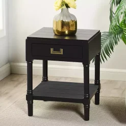 New Kirklands Home Wood Layla Accent Table Black