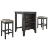 Online Kirklands Home Black Wood Linen 3-pc. USB Island and Stool Set