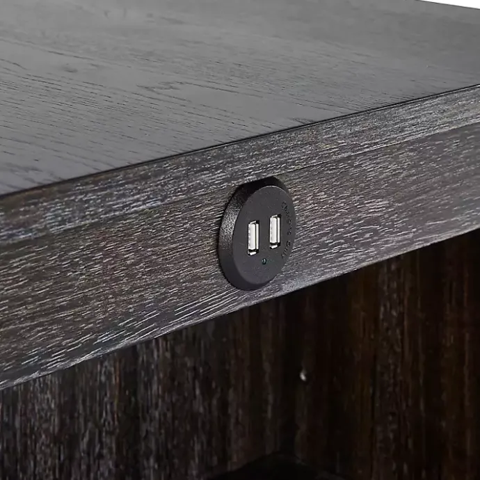 Online Kirklands Home Black Wood Linen 3-pc. USB Island and Stool Set