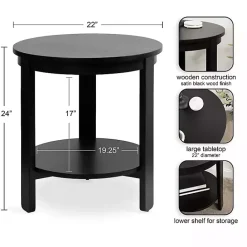 Clearance Kirklands Home Wood Round Ford Accent Table Black