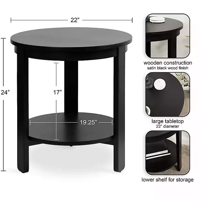 Clearance Kirklands Home Wood Round Ford Accent Table Black