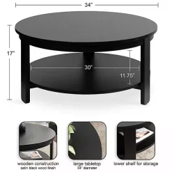 Best Kirklands Home Wood Round Ford Coffee Table Black
