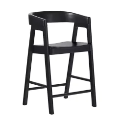 Kirklands Home Wood Rounded Modern Counter Stool Black