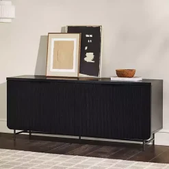 Sale Kirklands Home Wood Scandinavian 4-Door Sideboard Black