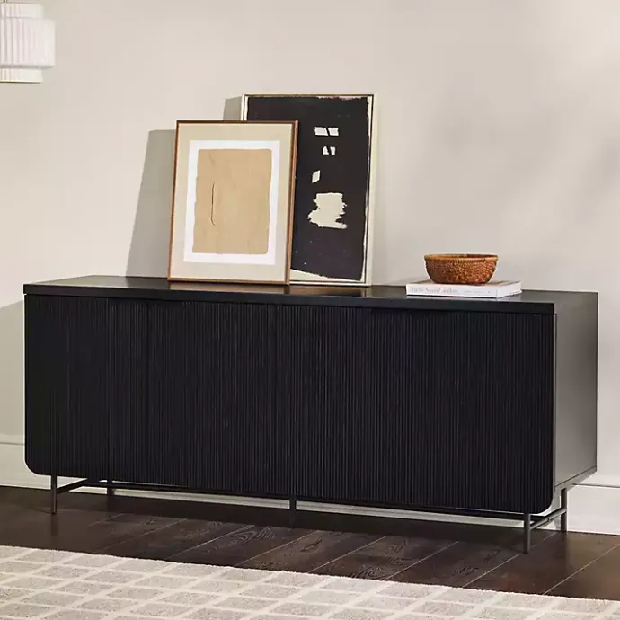 Sale Kirklands Home Wood Scandinavian 4-Door Sideboard Black