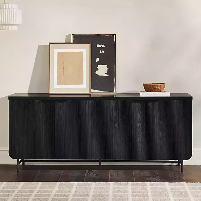 Sale Kirklands Home Wood Scandinavian 4-Door Sideboard Black