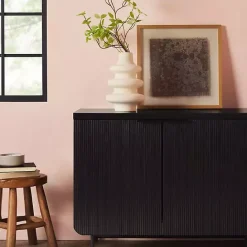 Sale Kirklands Home Wood Scandinavian 4-Door Sideboard Black
