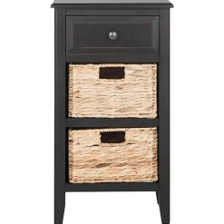 Best Kirklands Home Wood Side Table with Baskets Black