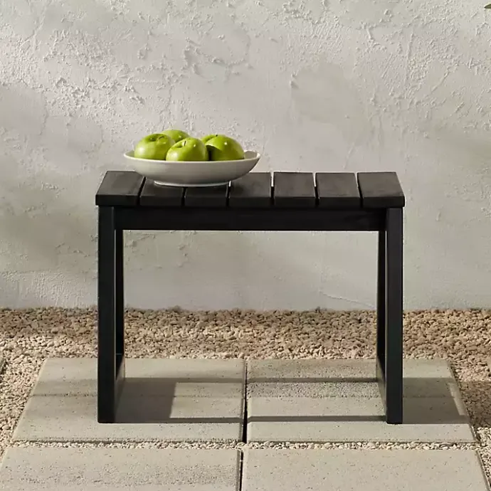 Best Kirklands Home Wood Slatted Box Leg Outdoor Side Table Black