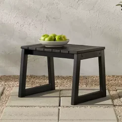 Best Kirklands Home Wood Slatted Box Leg Outdoor Side Table Black