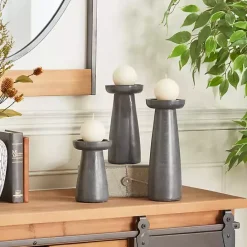 Discount Kirklands Home Wood Tapered 3-pc. Pillar Candle Holder Set Black