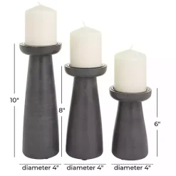 Discount Kirklands Home Wood Tapered 3-pc. Pillar Candle Holder Set Black