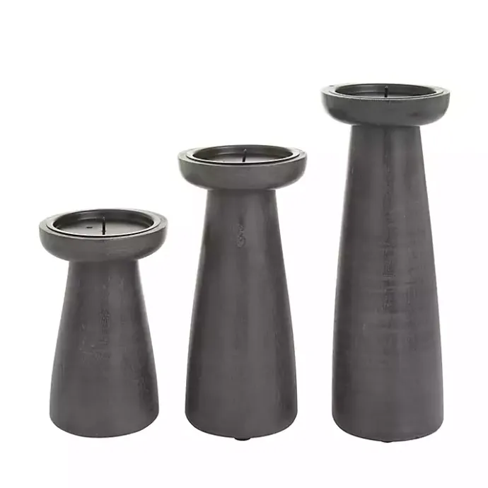 Discount Kirklands Home Wood Tapered 3-pc. Pillar Candle Holder Set Black