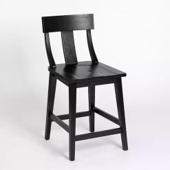 Outlet Kirklands Home Wood T-Back Counter Stool Black