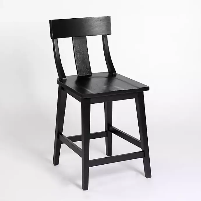 Outlet Kirklands Home Wood T-Back Counter Stool Black