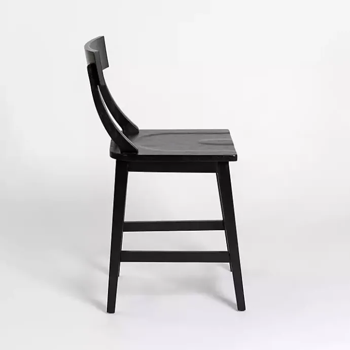 Outlet Kirklands Home Wood T-Back Counter Stool Black