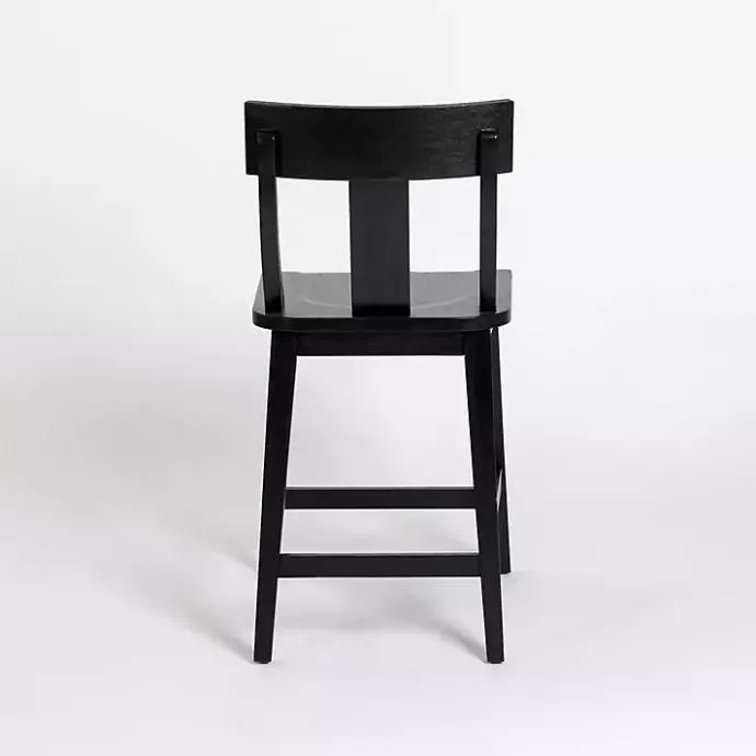 Outlet Kirklands Home Wood T-Back Counter Stool Black