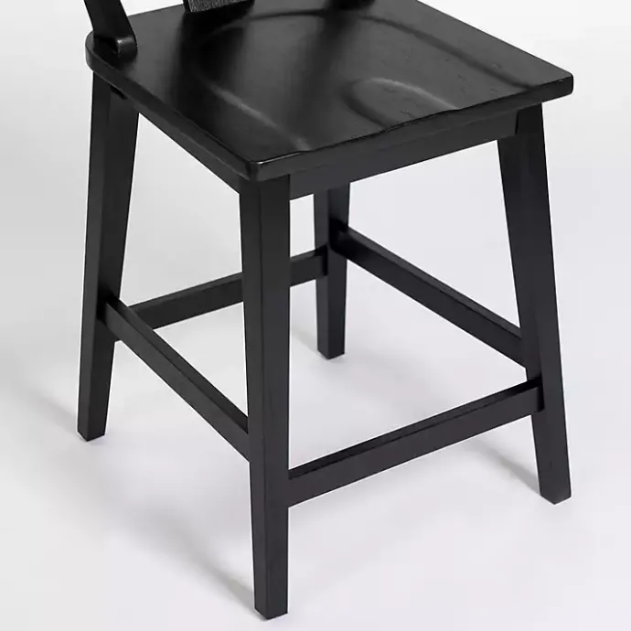 Outlet Kirklands Home Wood T-Back Counter Stool Black