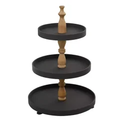 Online Kirklands Home Wood 3-Tiered Decorative Tray Black