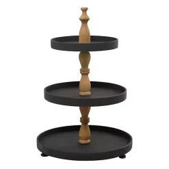 Online Kirklands Home Wood 3-Tiered Decorative Tray Black