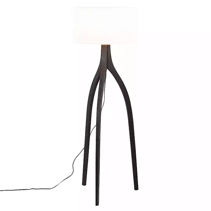 Best Kirklands Home Wood Wishbone Floor Lamp Black