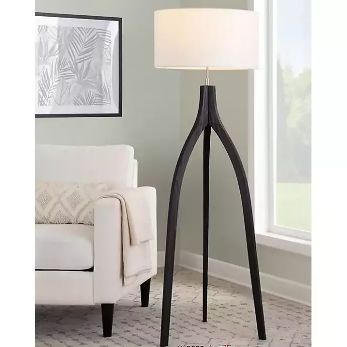 Best Kirklands Home Wood Wishbone Floor Lamp Black