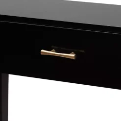 Best Kirklands Home Wood Woven Shelves Console Table Black