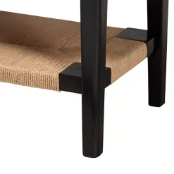 Best Kirklands Home Wood Woven Shelves Console Table Black