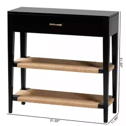 Best Kirklands Home Wood Woven Shelves Console Table Black