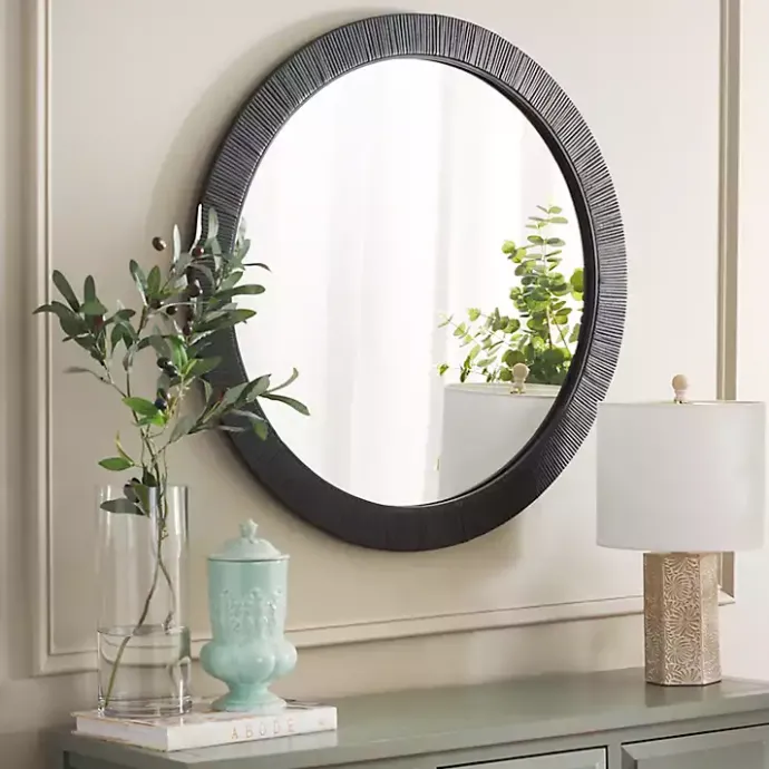Sale Kirklands Home Black Wood Wrapped Nellie Wall Mirror