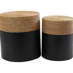 Discount Kirklands Home Black Wood Wrapped Rope Accent Tables, Set of 2 Brown